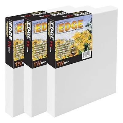 Creative Mark The Edge Deluxe Cotton 1-1/2" Deep Stretched Canvas for Painting, 24"x30" Pack of 3, 14oz. Primed Weight, Universal Archival Priming, Medium Tooth, Hand-Stretched Canvas for Painters