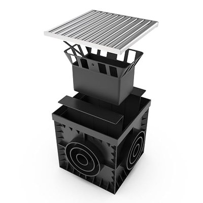 Vodaland - 12x12 Catch Basin Stainless Steel ADA/Heel Proof Grating Package with Debris Basket Included!
