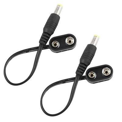 Mr.Power 9V Battery Clip Converter Power Cable Snap Connector 2.1mm 5.5mm Plug for Guitar Effect Pedal (Straight Angle, 2 Cable) Plug for Guitar Effect Pedal (2 Cable)