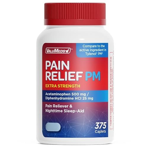 ValuMeds Compare to Tylenol PM PM Pain Reliever & Sleep Aid, Generic Acetaminophen 500mg, Fast-Acting, Extra Strength for Headaches, Migraines, Aches | Non-Habit Forming (375 Count)
