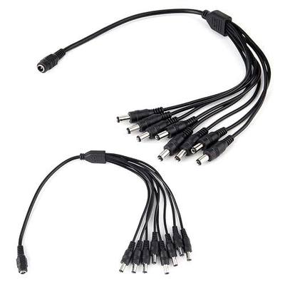 2-Pack DC 1 Female to 8 Male Output Power Splitter Cable Y Adapter for CCTV Security Cameras and LED Strip Lights