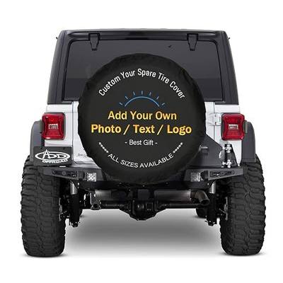 PVC Leather Custom Spare Tire Cover - Personalized Spare Tire Cover with Backup Camera Hole - Customize Wheel Cover with Photo or Text - Universal Size Fit for Jeep Trailer Camper RV SUV Wheel Covers