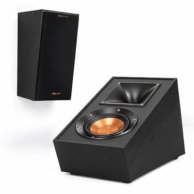 Klipsch R-41SA Powerful Detailed Home Speaker Set of 2 Black | Use on compatible tower or bookshelf speakers for reflected height effects, or wall-mount as elevation or surround speakers.