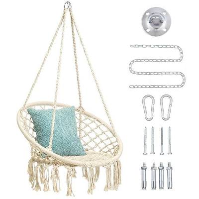 Hammock Swing Chair for 2-5 Years Old Kids with Suspension Kit | Handmade Knitted Macrame Hanging Swing Chair for Indoor,Bedroom,Yard,Garden- 230 Pound Capacity Off-White
