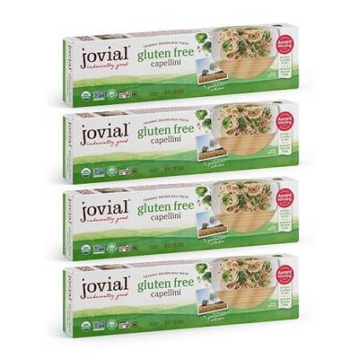 Jovial Whole Grain Brown Rice Capellini Pasta - Whole Grain Pasta, Organic, Gluten Free, Dairy Free, Brown Rice Pasta, Made in Italy - 12 Oz, 4 Pack