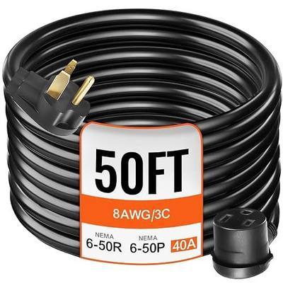 VEVOR 50FT Welder Extension Cord 40 Amp 250V 10 Gauge, NEMA 6-50 3 Prong, STW 10/3 AWG Heavy Duty Welding Power Cord for MIG/TIG/Plasma/Lincoln/Miller