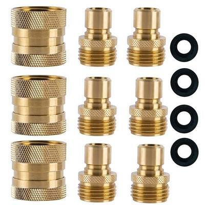 Garden Hose Quick Connect Brass Hose Quick Connectors Fitting For Garden Watering 3/4"GTH (3 Female Coupler+ 6 Male Nipples)