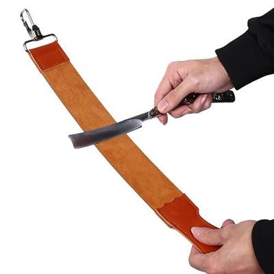 GOTOTOP Genuine Leather Strop Strap Barber Straight Folding Knife Shave Sharpener Sharpening Belt Shaving Strop 19.8 x 2.0inch