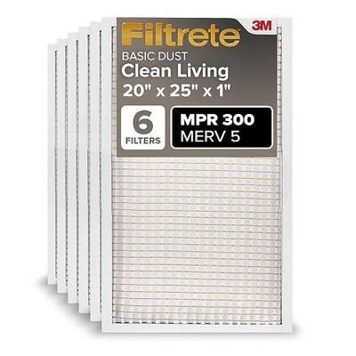Filtrete 20x25x1 Air Filter MERV 5, 6-Pack AC Furnace HVAC Filters for Home, MPR 300 Basic Dust Defense, Pleated Electrostatic Removes Lint & Dust (Actual Size 19.69x24.69x0.81 in)