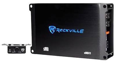 Rockville dB11 Mono Car Amplifier, 1400W Peak, 350W RMS, 2 Ohm, Class D | Bass Knob, MOSFET Power Supply, Compact, Low Pass Filter, Subsonic Filter, 12dB Bass EQ, Phase Control, Crossover