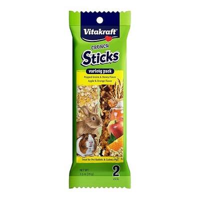 Vitakraft Crunch Sticks Treat Variety Pack for Rabbits and Guinea Pigs with Triple-Baked Wood Chew Center Seeds Grains Honey and Fruit for Texture Flavor Enrichment and Long-Lasting Chewing Enjoyment
