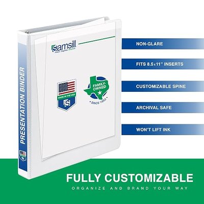Samsill 3 Inch 3 Ring Binders, Economy Round Ring, Clear View Cover, 550 Sheet Capacity - for School, Home, Office - White, 12 Pack
