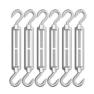 AUTMATCH M5 Turnbuckle Hook and Hook, Turnbuckle 304 Stainless Steel, Heavy Duty Wire Rope Tension, Pack of 6