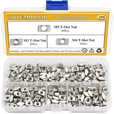 160 Pieces 2020 Series T Nuts, M3 M4 M5 T Slot Nut Hammer Head Fastener Nut for Aluminum Profile