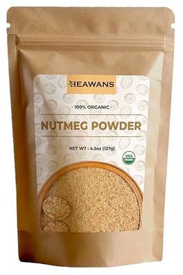 Heawans Organic Nutmeg Powder, Premium Grade (4.5 oz), harvested & packed from a USDA certified farm.