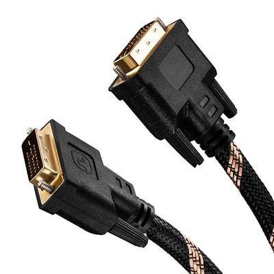DVI to DVI Cable 30Ft,Nylon Braided DVI-D 24+1 Dual Link Male to Male Digital Video Cable Gold Plated with Ferrite Core Support 2560x1600 for Gaming, DVD, Laptop, HDTV and Projector(30 Ft/10M)