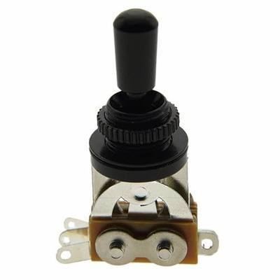 Dopro Guitar 3 Way Short-Frame Toggle Switch Pickup Selector Black with Brass Metal Black Tip (not Plastic Tip) for Les Paul Electric Guitars