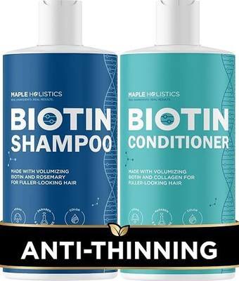 Rosemary Biotin Shampoo and Conditioner Set - Volumizing Shampoo and Conditioner for Thinning Hair for Women & Men with Nourishing B Vitamins - Color Safe Sulfate Paraben & Silicone Free (8 Fl Oz)