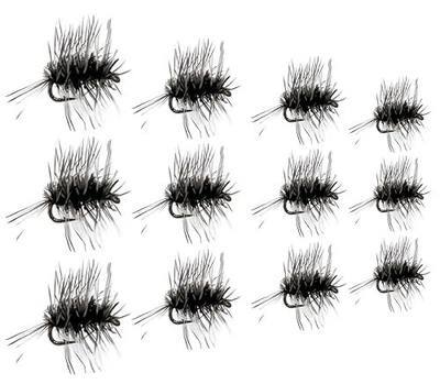 Feeder Creek Fly Fishing Assortment 12 GRIFFITH'S GNAT DRY Flies -Sizes 16, 18, 20, 22 (3 of Each)