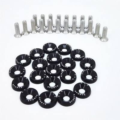 20 PCS XYC Sports Billet Aluminum Fender Washer Engine Bay Dress Up Kit CNC Billet Aluminum Fender Washer Engine Bay Dress Up Kit (Black)