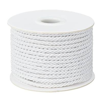 PH PandaHall 3mm/ 20 Yards Twisted Cord Rope Graduation Honer Cord Trim Nylon Silk Rope Xmas Thread String Twisted Handfasting Cord Satin Shiny Cord for Home Décor Upholstery Curtain Tieback (White)