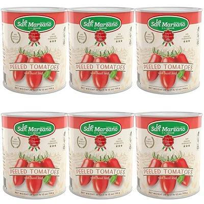 La San Marzano - Canned Peeled Tomatoes With Basil Leaf, 28 oz (Pack of 6) | 100% Genuine Ingredients With San Marzano Tomatoes, Product of Italy