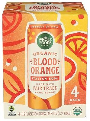 Whole Foods Market Blood Orange Italian Soda, 11.2 Fl Oz, 4 Pack | 4 Pack, Organic