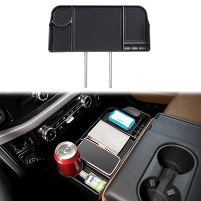 JDMCAR Center Console Organizer Compatible with Ford F150 Accessories (2015-2020) /F250 F350 F450 (2017-2022) /Expedition 2018-2022, ABS Material Insert Tray Storage Box- (Bucket Seats ONLY)- Black