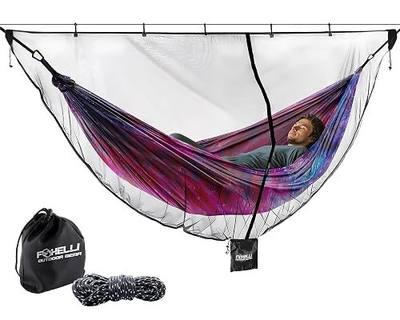 Foxelli XL Hammock Net – 12ft Net for Hammocks, Lightweight Portable Hammock Netting, Fast and Easy Set Up, Fits All Camping Hammocks