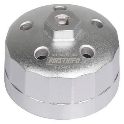 FIRSTINFO 3/8 Drive 90.2mm 15-Flute Oil Filter Wrench for Land Rover/Jaguar | Fits 3.0L and 5.0L Gas Engines • Chrome-plated finish • 25Nm install torque • Removal/install use • slip-free grip