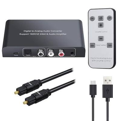 Neoteck 192kHz Digital to Analog Audio Converter with IR Remote Control | DAC Converter Digital Coaxial Toslink Optical to Analog Stereo L/R RCA 3.5mm Audio Adapter Support Volume Control/Mute/Power