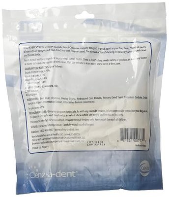 Clenz-A-Dent Breakables Rawhide Dental Chews for Dogs Medium Large (26-50lbs), Dog Dental Chews with Enzymes, Removes Plaque and Tartar, Poultry Flavor, 15 ct