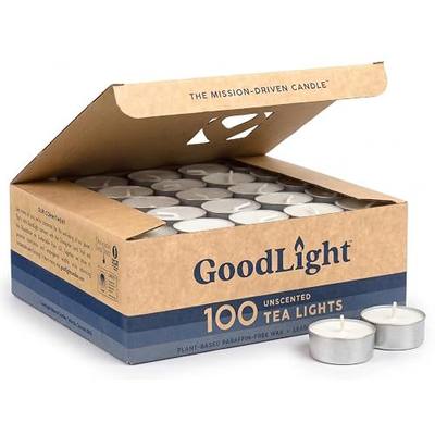 GoodLight Unscented Vegan and Paraffin-Free Tea Light Candles (100 Candles)