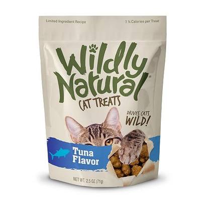Wildly Natural Cat Treats, Low Calorie Cat Treats, No Grains, Healthy Snacks Made with Natural Ingredients, Kitten Essentials, High Protein Snack, Tuna Flavor, 2.5 oz
