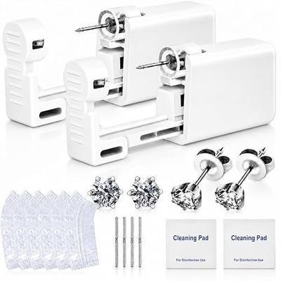 Anzero Ear Piercing Kit, Disposable Ear Piercing Gun with 5MM CZ Studs | Sterile Packed, 316L CZ Studs, Painless Quick Piercing, Easy and Safe, Home Self-Use, Suitable for Women, Men and Girls