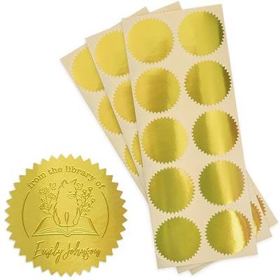 MaxMark 1.75" Self Adhesive Glossy Gold Seal Labels for Certificates, Library, Notary Embossing Seals - 100 Count