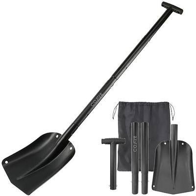 COFIT 43" Metal Car Snow Shovel, Collapsible Sand Mud Removal Tool, Portable Aluminum Ice Remover Device for Vehicle, Truck, Driveway, Outdoor, Camping, Garden, Black