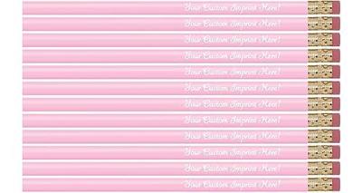 Express Pencils™ Personalized Pencils - Round - Custom Imprinted with name or message - Made in Usa - Customizable -12 piece pkg (Pastel Pink)