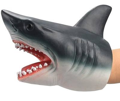 Gemini&Genius Shark Hand Puppet for Kids Swimming Pool Beach Bathing Toys | Soft Rubber Realistic Great White Shark Puppets Role Play Toy Marine Animal World Action Figure