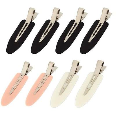 8Pcs Creaseless Hair Clips for Women Styling, 4 Black, 2 White, 2 Pink | MADHOLLY No Crease No Bend, Alligator Flat Hair Barrettes for Fixing Bangs, Hairstyle Stuff, Makeup Accessories