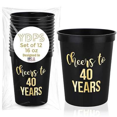 Cheers to 40 Years Old Birthday Decoration Cups, 12-Pack, 16 oz Each - 40th Birthday Cups, Party Favors For Women and Men, Perfect Party Supplies and Decorations