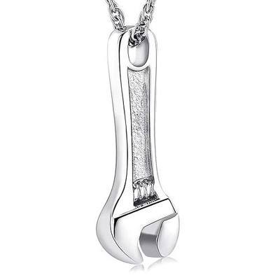 shajwo Wrench Urn Necklace for Ashes for Women Men Human Ashes Stainless Steel Hammer Cremation Jewelry for Ashes Pendant