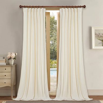 StangH Cream White Velvet Curtains-Luxury White Window Curtains 84 inches Long for Living Room Light Dimming Kids Drapes Thermal Insulated Home Decor for Bedroom/Backdrop, W52 x L84, 2 Panels, Adult