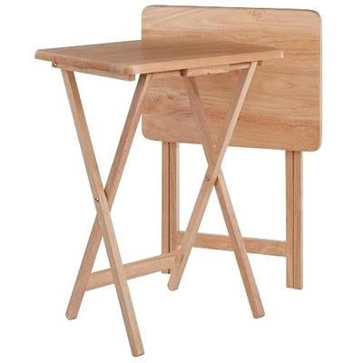 Winsome Alex Set of 2 Foldable Snack Tables, Easy to Store Small Portable Fold Up Table Set for Kitchen, Living Room TV Dining, Crafts, Puzzles, Work From Home