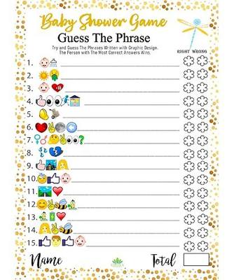 LOTUS-A Baby Shower Games - Hilarious Guess The Phrase and Predictions Cards 30 Thick Cardstocks 7x5 inches Printed Front Back Side Answer Keys Included Idea Neutral Theme for Girl Boy