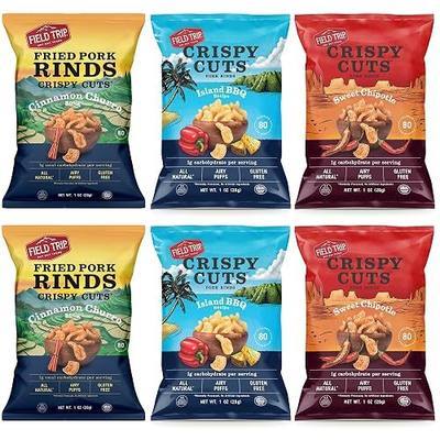 Field Trip Gluten Free Pork Rinds, Crunchy Paleo and Keto Friendly Snack, High Protein Low Carb Snacks, Island BBQ, Cinnamon Churro, and Sweet Chipotle, 1oz Bag, 6 Variety Pack | Island BBQ, Cinnamon Churro, and Sweet Chipotle - Airy and Crunchy High Protein Snacks, Low Carb Snack from Back Pork Ski