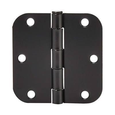 Amazon Basics Sturdy Rounded 5/8 Radius Interior Door Hinges with Included Screws, 3.5" x 3.5", Matte Black, 18-Pack