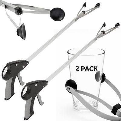 Vive Suction Cup Grabber Reacher 32" (2 Pack) - Elderly Grab It Reaching | Pickup Tool Heavy Duty for Seniors - Trash, Sticks, Litter Picker Upper - Extra Long Reach Handle & Handy Extension Arm Claw