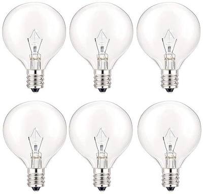 SerBion 25 Watt Wax Warmer Bulbs, Light Bulbs for Large Size Scentsy Warmer, 6 Packs E12 Base Type G Bulb, Dimmable, Warm White, 120V G16 1/2 Bulbs for Candle Lamp
