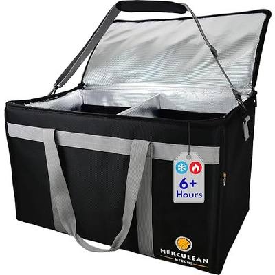 Herculean Premium Insulated Food Delivery Bag with YKK Zipper – Large Commercial Catering Bag for Food Transport – Hot and Cold Thermal Food Bag – Ultra Durable Hot Food Carriers for Takeaway Delivery